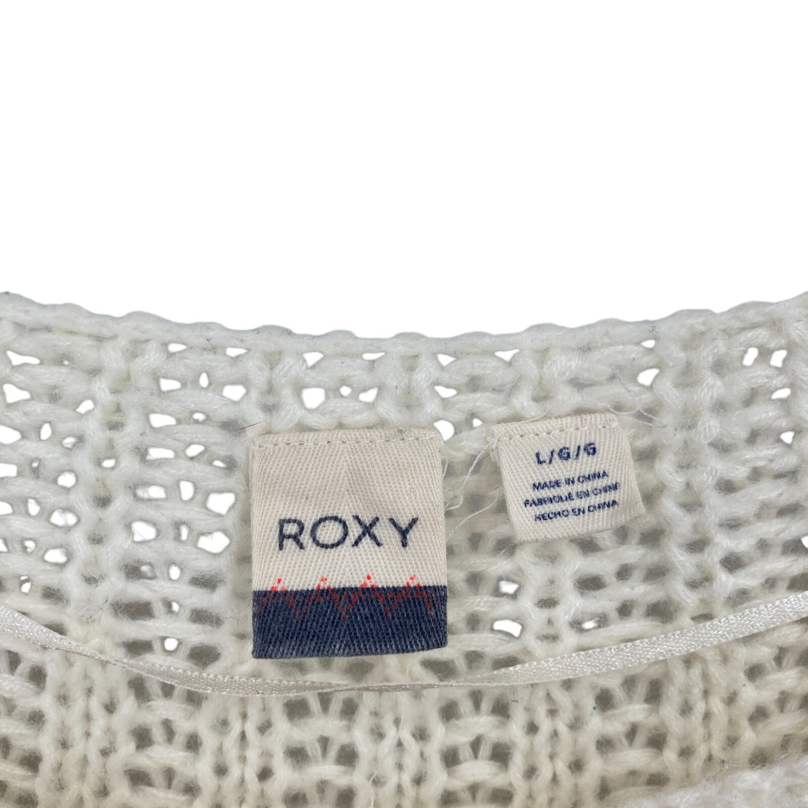 ROXY Sweater Womens Large White Solid Open Knit C… - image 6