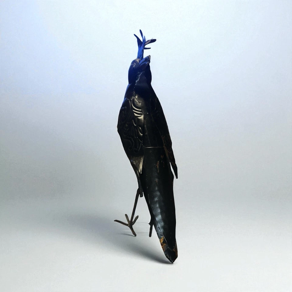 Arte de metal corvo corvo pássaro jardim decoração presente 14"" - Imagem 4 de 4