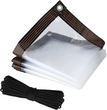 1m x 2m Clear Plastic Sheet Waterproof,Large Clear Tarpaulin Waterproof Heavy D
