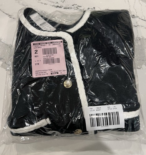 NWT J.Crew Cropped boucle yarn lady jacket (CF434) ~ Sz XS ~Black/White ~ Preppy - Picture 2 of 7