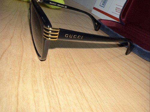GUCCI GG0525S 001 60mm Black Gold Square Aviator Sunglasses Japan - Picture 3 of 17