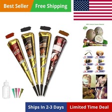 Temporary Tattoo kit  4Pcs Tattoo Cones,100 Natural Ready to Use Black Tattoo...