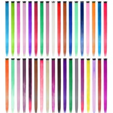 EuTengHao 36 Packs Colored Clip in Hair Extensions 22'' Colorful Straight Hai...