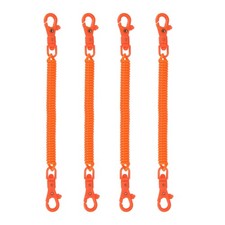 Retractable Coil Keychain W Double Plastic Lobster Clasp, 7.9", Orange 4 Pcs
