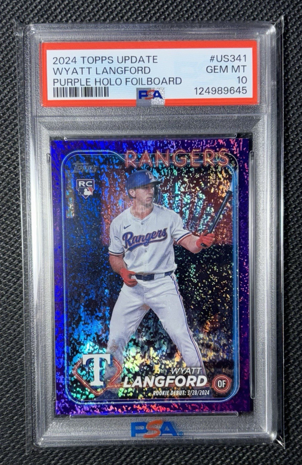 2024 Topps Update Wyatt Langford Purple Foil RC /799 #US341 Psa 10
