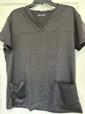 Just Love Women s Scrub Top Black Size Large Short Sleeve V Neck Pockets