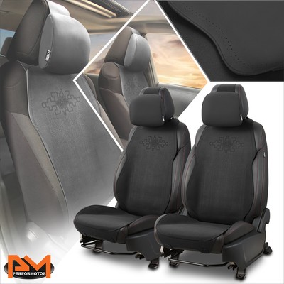 Universal First Front Row Bucket Seat Covers Protector Protex Plus Series Black