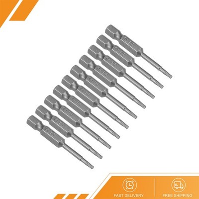 10pcs - 50mm 1/4'' Hex Shank T7 Magnetic Torx Head Screwdriver Bits S2