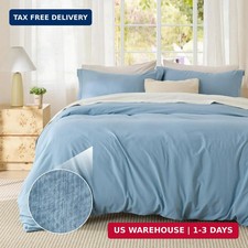 Bedsure Textured Duvet Cover Queen Size - Cotton-Like Polyester Jacquard Duvet C