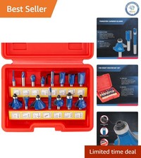 Complete 15 Router Bit Set with Carrying Case - Ideal for Woodworking Projects