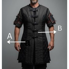 Medieval Padded Cotton Gambeson Aketon Armor Jacket w leather arm guard SCA LARP