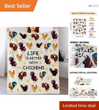 Chicken Flannel Throw Blanket 50x60 Cozy Soft Camping Home Decor for All