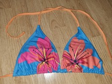 Gorgeous blue pink orange floral bikini Top size L UK 12 14