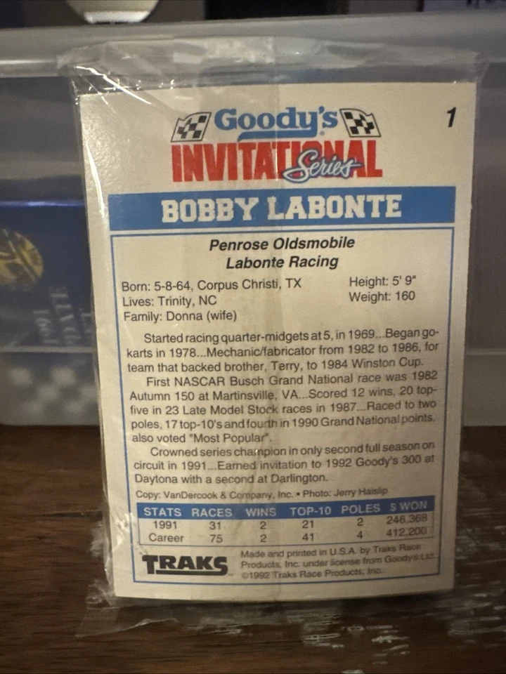 1992 Traks Goody's Invitational COMPLETE Insert Set NASCAR Racing 25 Card Sealed - Image 2 of 2