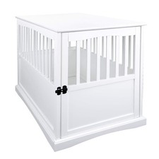 Casual Home Wooden Large Pet Crate, End Table, White 36.50" x 24.00" x 29.25"