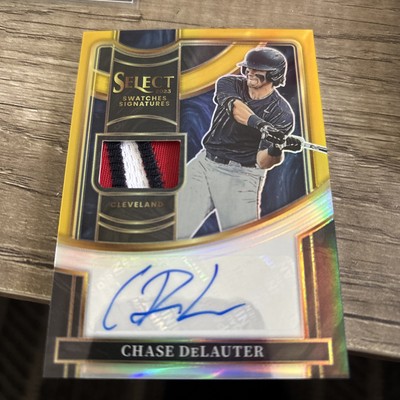2023 Panini Select Baseball Chase DeLauter Signature Swatches Gold Refractor /10