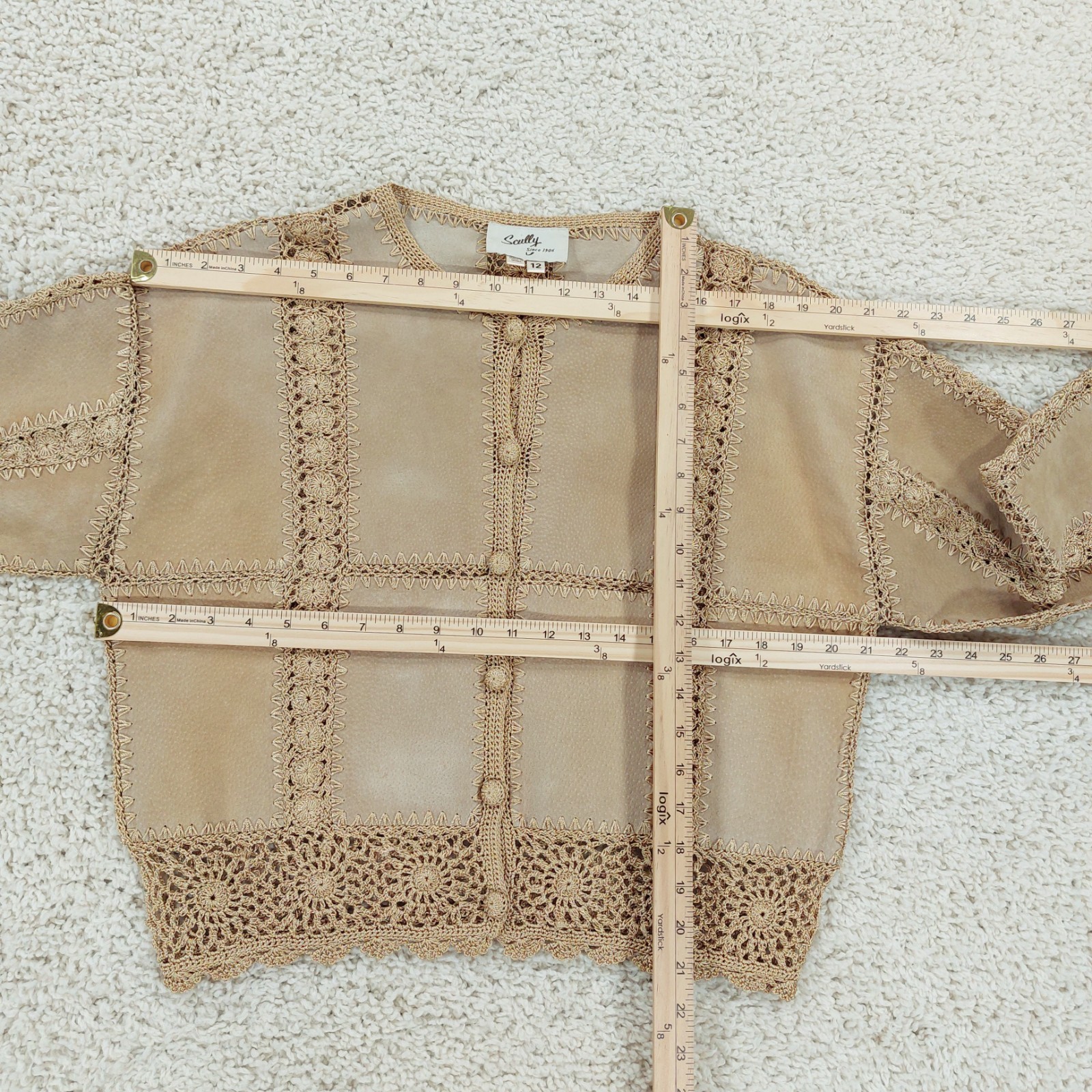 Scully Suede Crochet Patch Work Jacket Women's Sz… - image 7