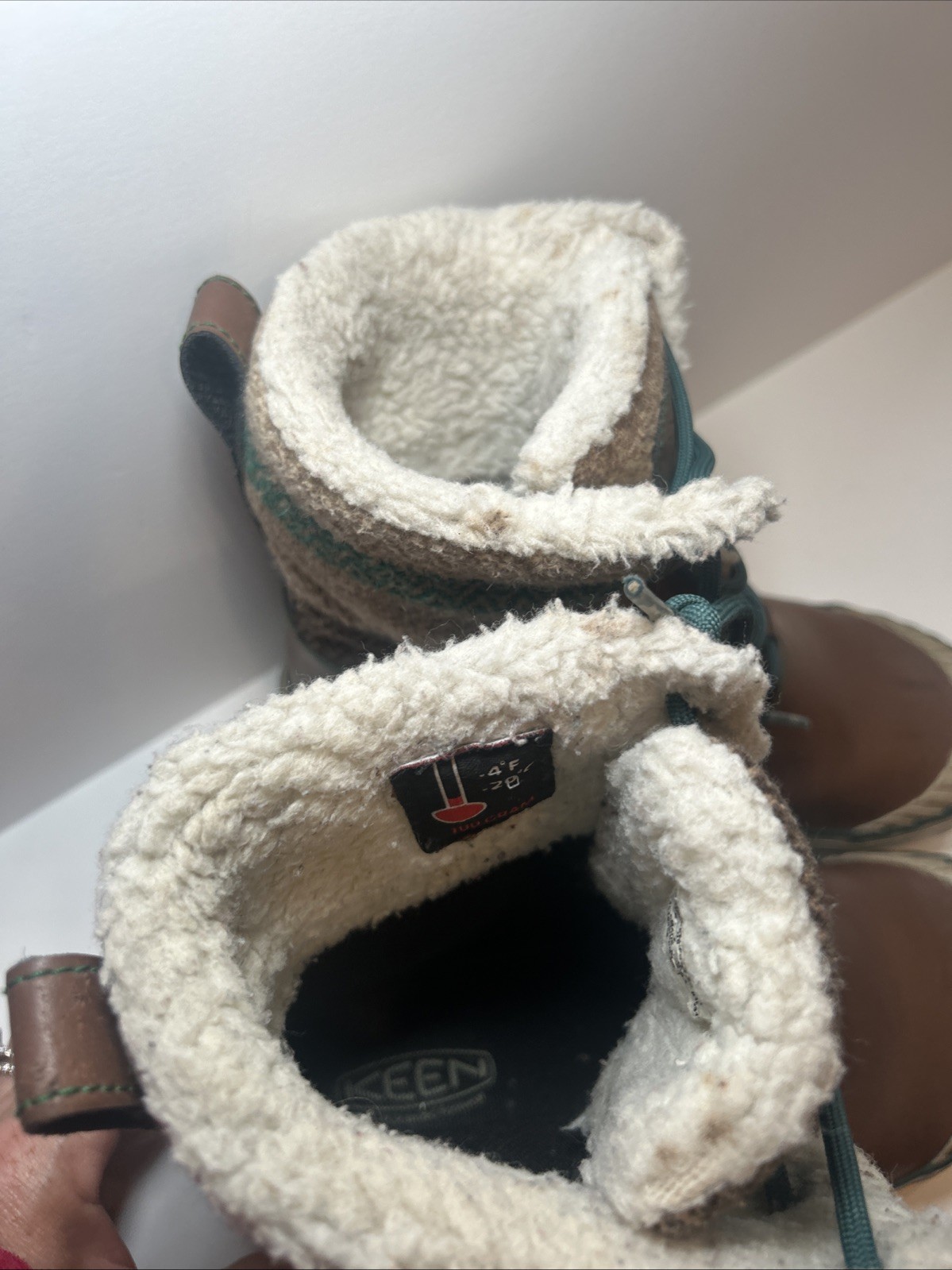 Stivali Keen Elsa Mid foderati sherpa impermeabili marrone verde caldi outdoor taglia 7