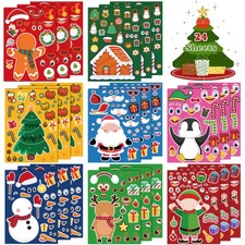24 Sheets DIY Christmas Stickers Stocking Stuffers Games Activity Party Favors