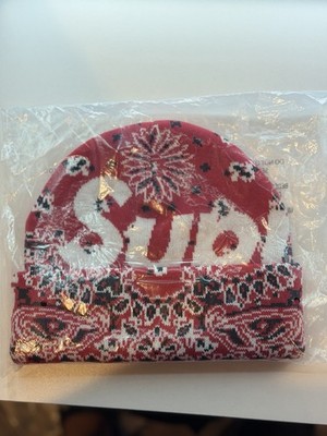 Supreme Bandana Big Logo Beanie Red | eBay