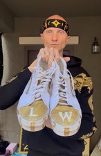 Light Walkers Custom Painted Gem Sneakers Size 12 Gold White by Monarch