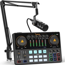 MAONO Podcast Equipment Bundle 10 Channel Audio Interface and XLR Dynamic Mic...