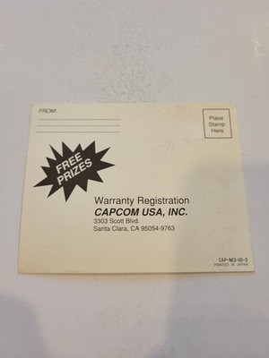 USED AUTHENTIC -) MIGHTY FINAL FIGHT (- REGISTRATION CARD - NES (CAP-NES-US-3)