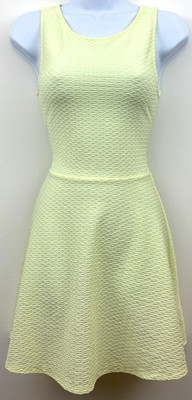 DIVIDED by H&M Chartreuse Textured Skater Dress Size 8 Excellent