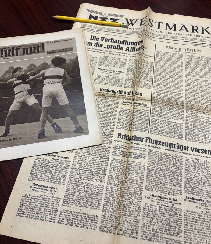 WWII German Paper Lot- 1935-1941 Boxing , Aircraft Carrier, Sturmgeschutze