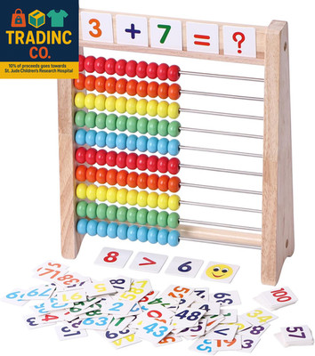 Educational Abacus for Kids Math - 10 Row Wooden Counting Frame with Number 1-10