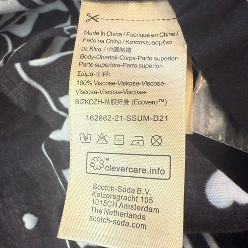 Scotch Soda Mens Black Born to Love Yin Yang Short Sleeve Button Up Shirt Size S - Photo 6/10