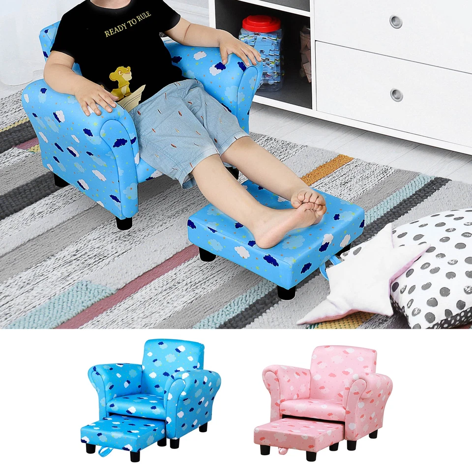 Kids Armchair Children Sofa Set with Footrest Toddler Padding Couch - Image 1 of 1