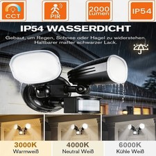 200W LED Strahler mit Bewegungsmelder PIR 2400LM Fluter Au&szlig;en Flutlicht 3 Modi