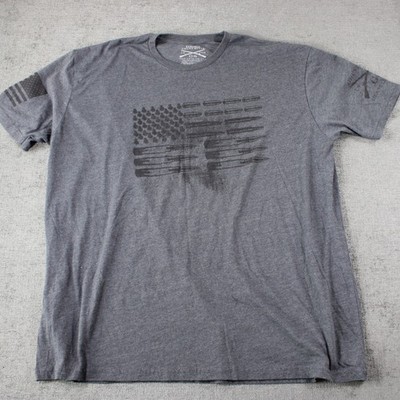 Grunt Style Mens 3XL T-Shirt Gray American Flag Grenade Bullet Graphic Tee XXXL