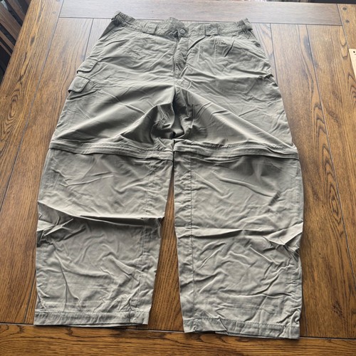 Orvis Mens 40 Regular Convertible Cargo Hiking Pants Khaki Tan Nylon Zip Off Leg