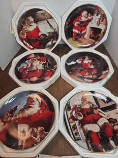 Lot of 6 Franklin Mint Coca Cola Limited Edition Santa Porcelain Plates 8"