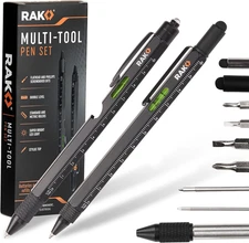 RAK Multitool Pen Gifts for Men, 2-Pack 11 in 1 Multitool Pen Set, Tech Cool Gad