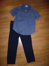 Gymboree Navy Blue Adjustable Waist Prep Fit Pants Sz 6 Crazy 8 Small 5-6 Shirt