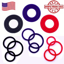 3pc Silicone Rubber Cock Ring Set elay Sex Toys for Men/Couple, Red/Blue/Black