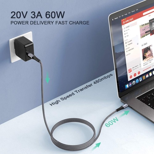 USB C to USB C Cable 60W 2 Pack 6.6ft PD QC 3.0 Type C Fast Charge USB C Cord... - Photo 2 sur 7