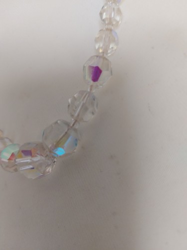 Vintage AB Crystal Beaded Necklace Faceted Clear Beads - Picture 8 of 10