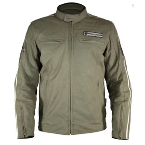 Frank Thomas Classic Canvas Motorcycle Jacket Mens Green