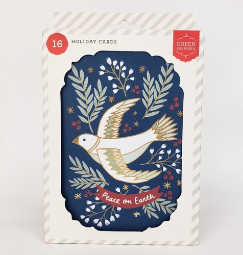 16 tarjetas de felicitación navideñas PAZ EN LA TIERRA paloma de Navidad blanco/azul - Imagen 1 de 2