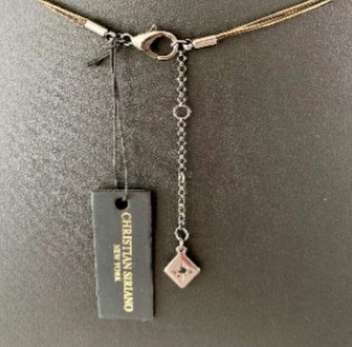 NWT Christian Siriano New York Black Tone Necklace with Gold Tone TasselPendant - Picture 4 of 4