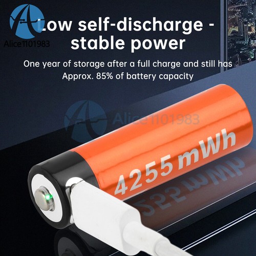 AAA or AA Battery Rechargeable USB Type-C Li-Ion 1.5V 1100mWh 3400mWh 4255mWh - Picture 2 of 29