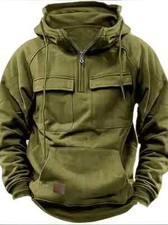 Men's Tactical Hoodies Solid Warm Fleece Military Sweatshirt 3XL
