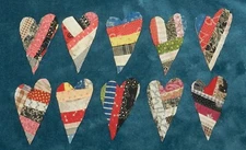 10 PRIMITIVE ANTIQUE CUTTER QUILT HEARTS! STRIP QUILT!  Scrapbooking! SQPH22-01