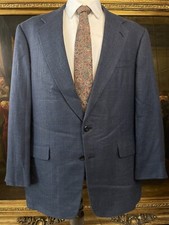 VTG Bespoke 44R USA MADE Oakloom FULL CANVAS Wool Blue Glen Check 2Btn Blazer