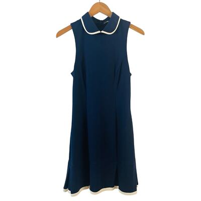 Alex & Trixie Navy and White trimmed Collared Dress