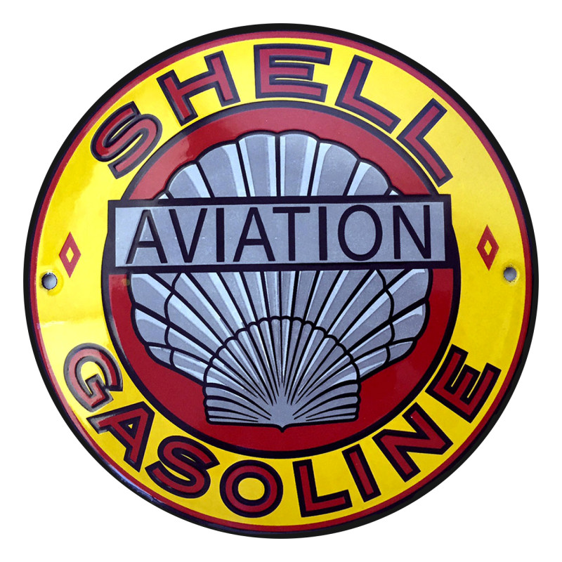 Plaque émaillée SHELL GASOLINE de 20 cm en acier véritable pour déco rétro